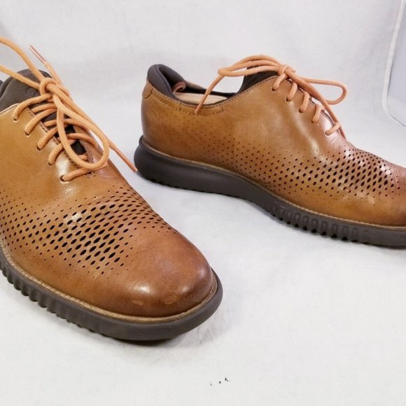 COLE HAAN ZEROGRAND MEN OXFORDS LACES SHOES SNEAKERS BROWN LEATHER SIZE 9 M - Picture 6 of 12